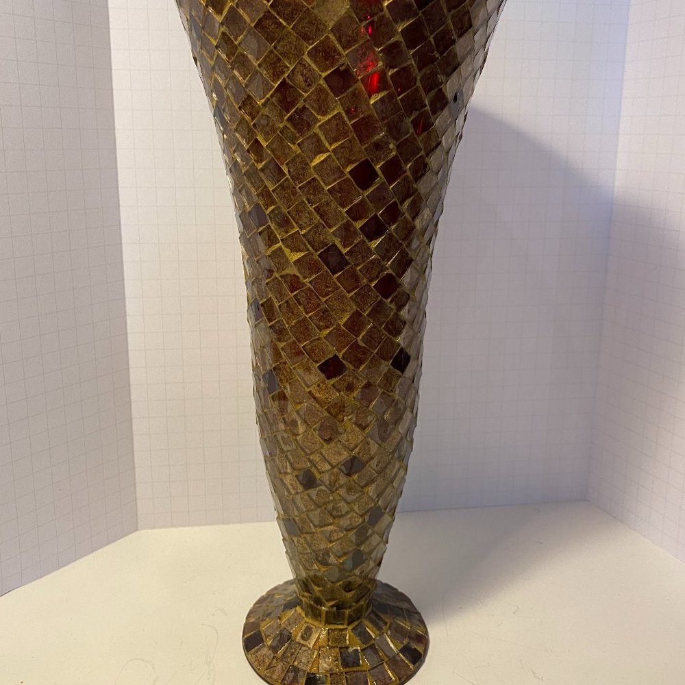Beautiful Red & Gold Mosaic Tile Table Vase